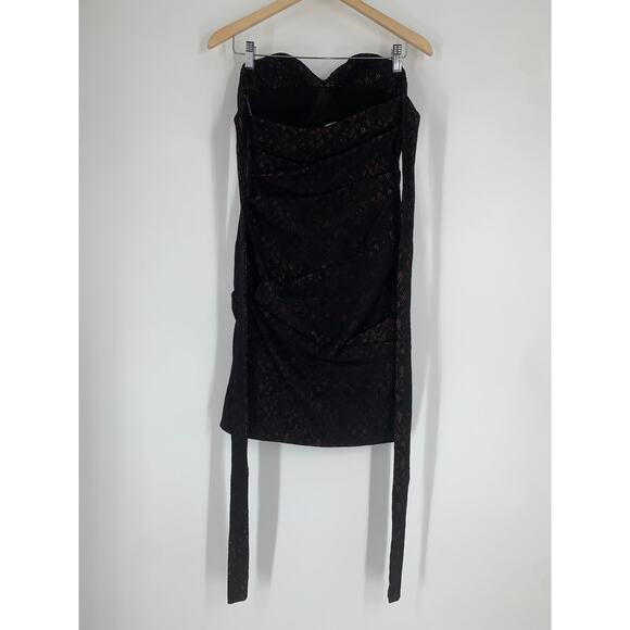 Preen by Thornton Bregazzi Strapless Lace Bow Back Dress Nude Illusion Mini - Picture 8 of 12